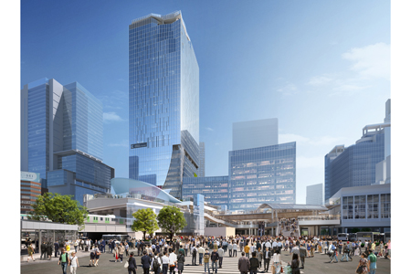 渋谷スクランブルスクエア　スクランブル交差点からの視点